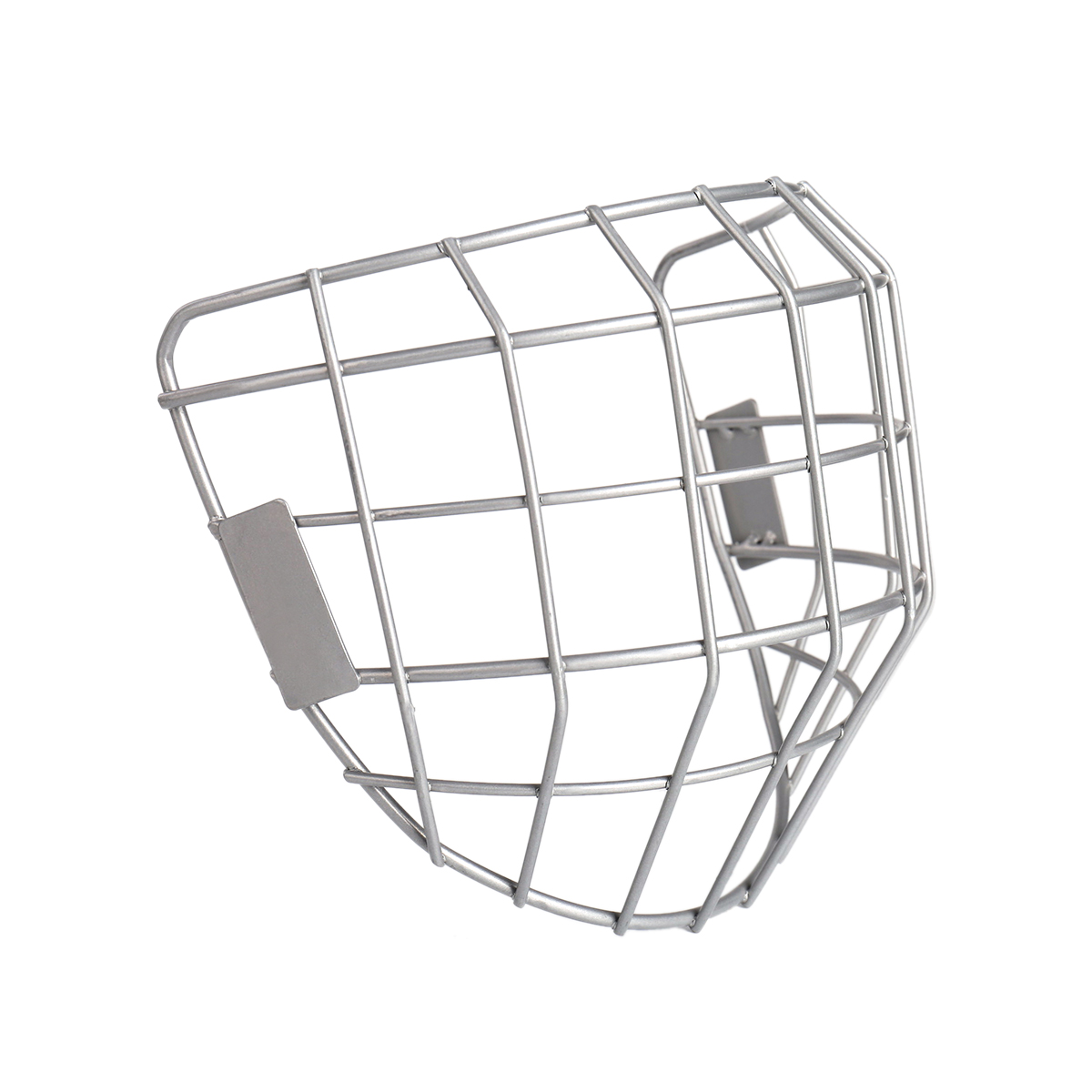 Eishockeykäfig mit silbernem Helm und Gesichtsschutz